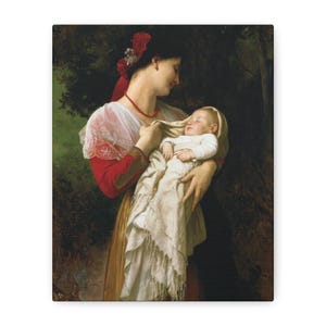 Bouguereau Mother and Child Canvas Print | Maternal Admiration Vintage Art
