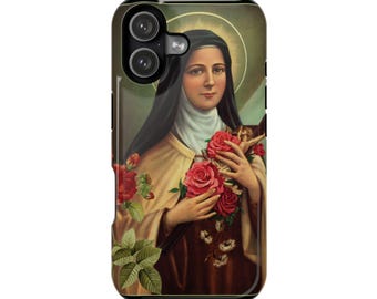 St Therese of Lisieux Phone Case with Card Holder, Impact-Resistant Magnetic Case