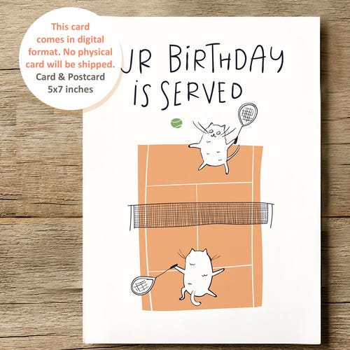 Happy Birthday Card Tennis | Tennis Birthday Card | Birthday Card
