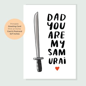 Sofortiger Download Samurai Karte, Super Papa Geburtstagskarte, Beste Papa Geburtstagskarte, Samurai Schwert Geburtstagskarte, Vatertagskarte