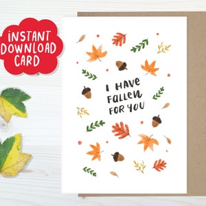 Tarjeta imprimible "Te amo" de descarga instantánea, linda tarjeta imprimible "Me he enamorado de ti", tarjeta de amor para esposo, tarjeta de amor de jardinería