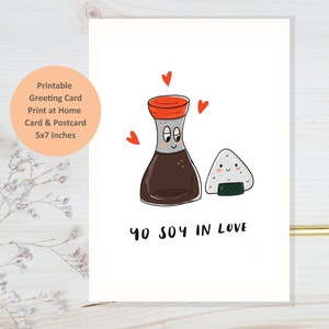 Cartão de amor para download instantâneo, cartão de amor para impressão, cartão de amor para comida japonesa, cartão "Eu te amo" para amantes de sushi, cartão "Eu te amo" para namorados com sushi