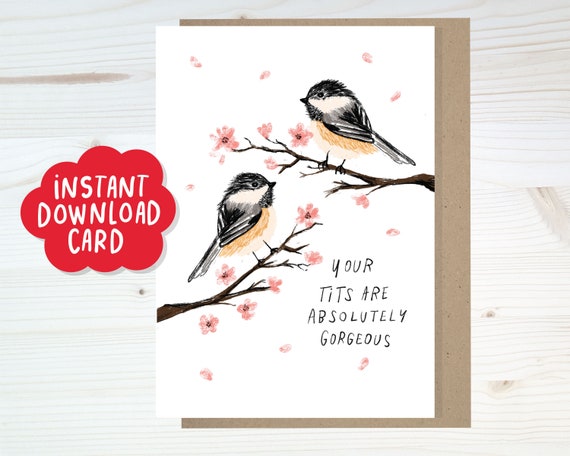 Instant Download Printable Funny Boob Job Card Cute Tits | Etsy
