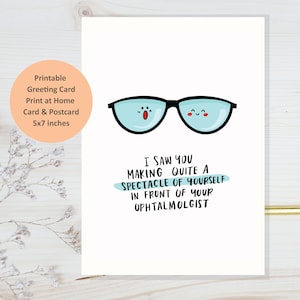 Carte de rétablissement de chirurgie des yeux à téléchargement immédiat, carte imprimable drôle de cataracte, carte d'opération des yeux mignon, carte de chirurgie des yeux de rétablissement