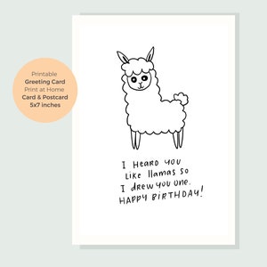 Instant Download Llama Birthday card, Llama funny cute birthday card, I love llamas card,  Llama card, Happy Birthday Boyfriend card