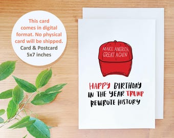 Donald Trump Happy Birthday Digital Download Card, Printable Birthday Trump for President Card,  Trump Printable Postcard, Trump Lover Card