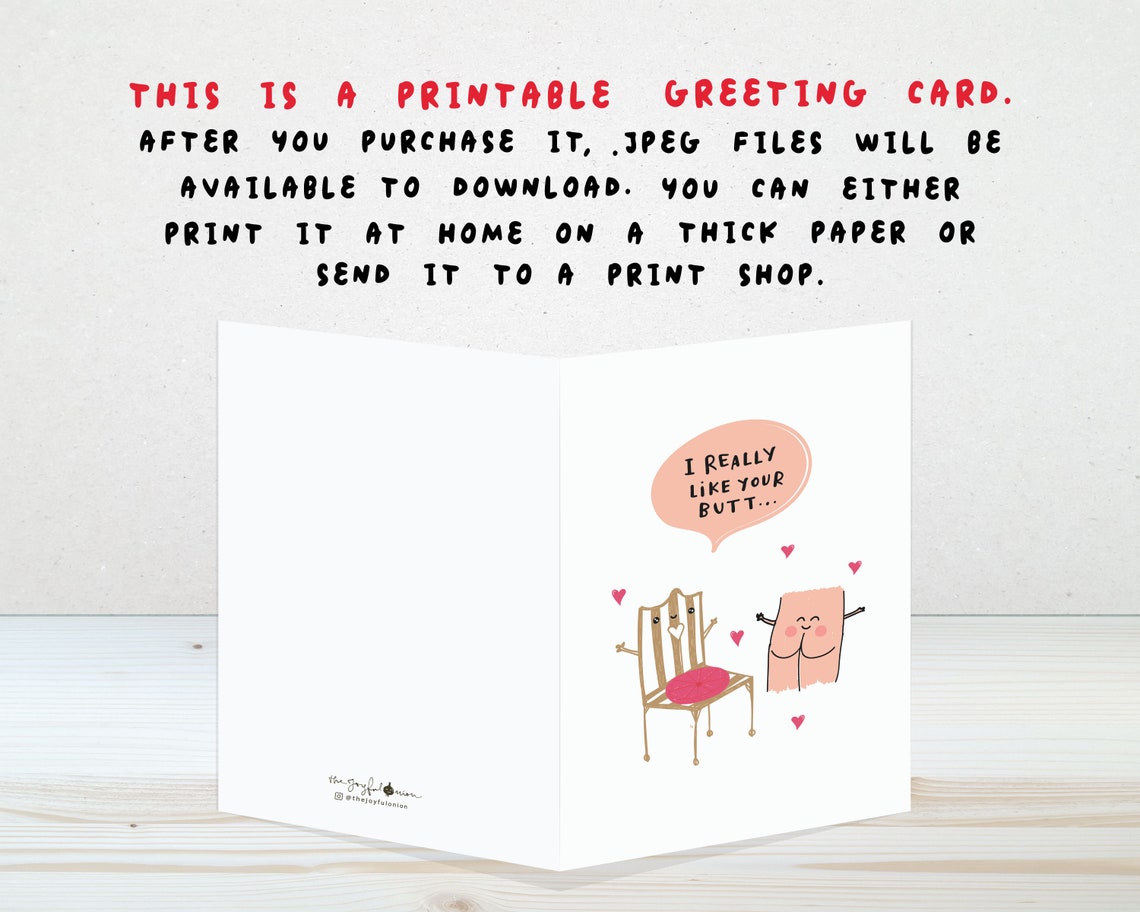 Instant Download Funny Butt Card Cute Happy Birthday Butt | Etsy