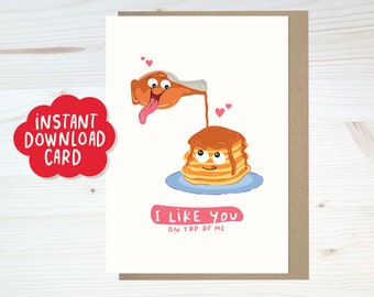 Printable cute Valentine's Day card, Funny food puns card printable