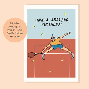 Niedliche Tennis Geburtstagskarte, Tennis Übungskarte, Tennis Geburtstagskarte, Karte für Freunde, I love Tennis Karte, Tennis Geburtstagskarte zum Ausdrucken