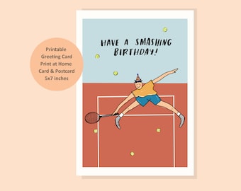 Instant Download Cute tennis birthday card, tennis practice birthday card, tennis friend card, I love tennis card, Printable tennis birthday