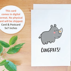 Instant Download Cute Rhinoplasty Card, Cute Nose Job Card, Cute Nose Surgery Card, Funny Nose Surgery Card, Rhinoceros nose card