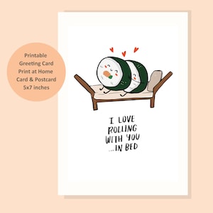 Instant Download Sushi love card, Sushi rolls lovers card, Sweet valentines sushi card, Anniversary sushi card, I love sushi card