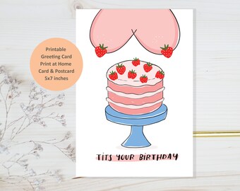 Carte d'anniversaire imprimable vieille dame, carte d'anniversaire drôle, carte d'anniversaire de vieux seins, carte de seins hilarants, carte d'anniversaire Bestie, carte de seins saggy