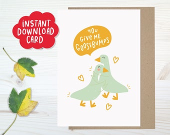 Instant Download Cute couple love card printabl, Geese couple card, Lovely husband card, wife card, I love you geese card, gay goose card