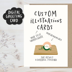 Tarjeta de felicitación ilustrada personalizada / Tarjeta de cumpleaños con retrato personalizado / Tarjeta de cumpleaños con dibujos animados personalizada / Tarjeta con juegos de palabras personalizada
