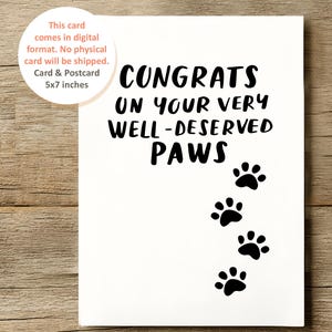 Grappige pensioenkaart dierenarts (digitale download), congrats Paws grappige pensioenkaart, dag kaart verpleegster dierenarts