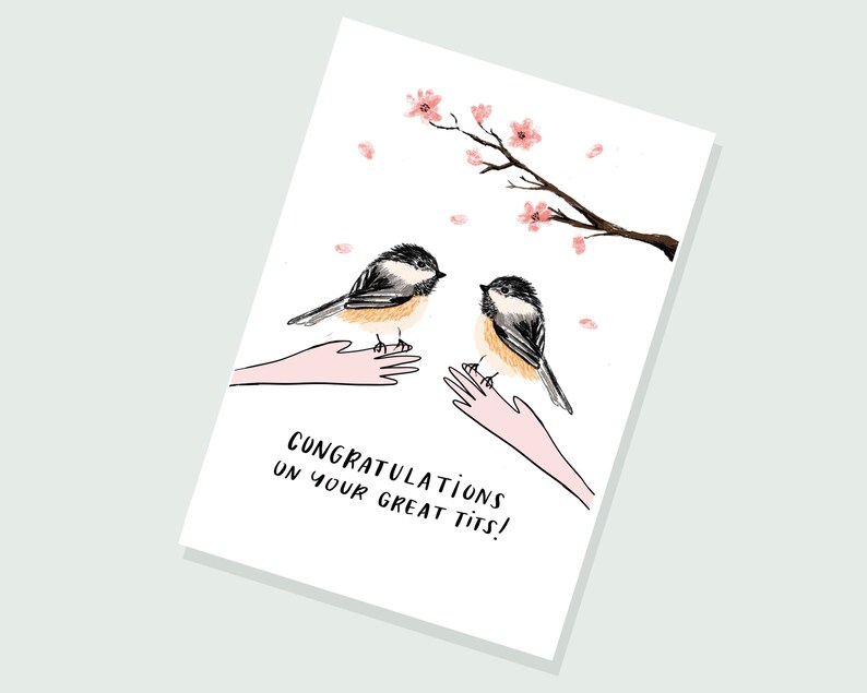 Instant Download Printable Funny Boob Job Card, Cute Tits Card, Great Tits Greeting Card, Nice ...