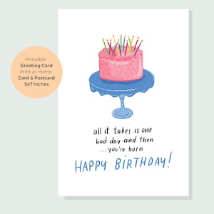 Instant Download Funny rude Greeting card, Sarcastic Birthday card,Dark Humor Birtgday card,Rude birthday card, Rude printable card