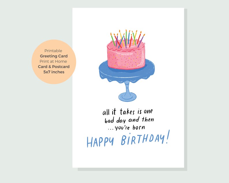 Instant Download Funny Rude Greeting Card, Sarcastic Birthday Card,dark ...