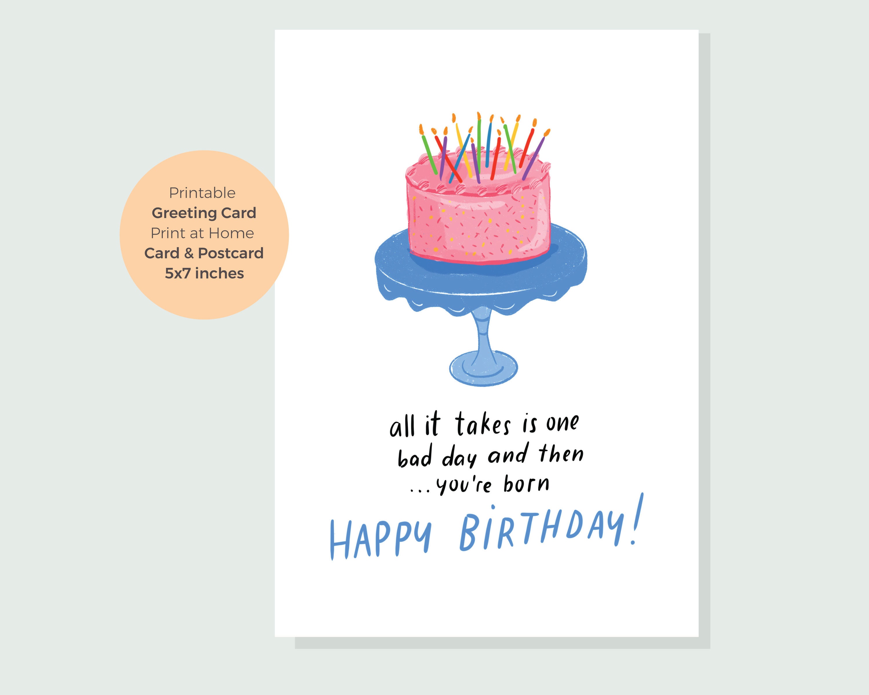 Instant Download Funny Rude Greeting Card, Sarcastic Birthday Card,dark ...