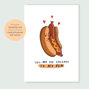 Digitale Datei Hot Dog Karte, lustige Jubiläum Karte, süße Liebe Hot Dog Karte, lustige Wurst Karte, Hot Dog Karte für Mann, Liebes Karte