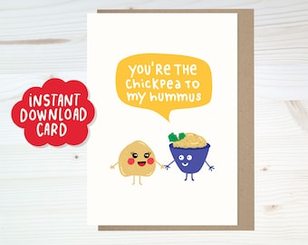 Instant download adorable couple anniversary card | Cute Vegan Couple Anniversary Card | Vegan Lovers Puns Instant Download Card