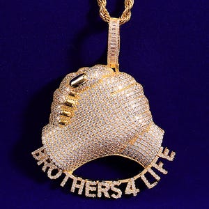 Iced Out Gold Finish&quot; Brothers 4 Life&quot; Simulated Diamond Pendant Necklace, Men&#39;s Bling-bling Hip Hop Jewelry, Jewelry Gift for Brothers