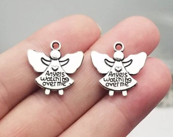 20pcs Angel charms antique silver tone halo angel pendants DIY for jewerly making 19x19mm