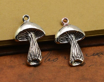 Mireval Sterling Silver Enameled Mushroom Person Charm on an Optional Charm Holder
