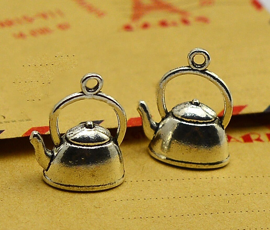 20pcs/lot Teapot Charms Antique Silver Plated 3D Teapot Kettle Etsy UK