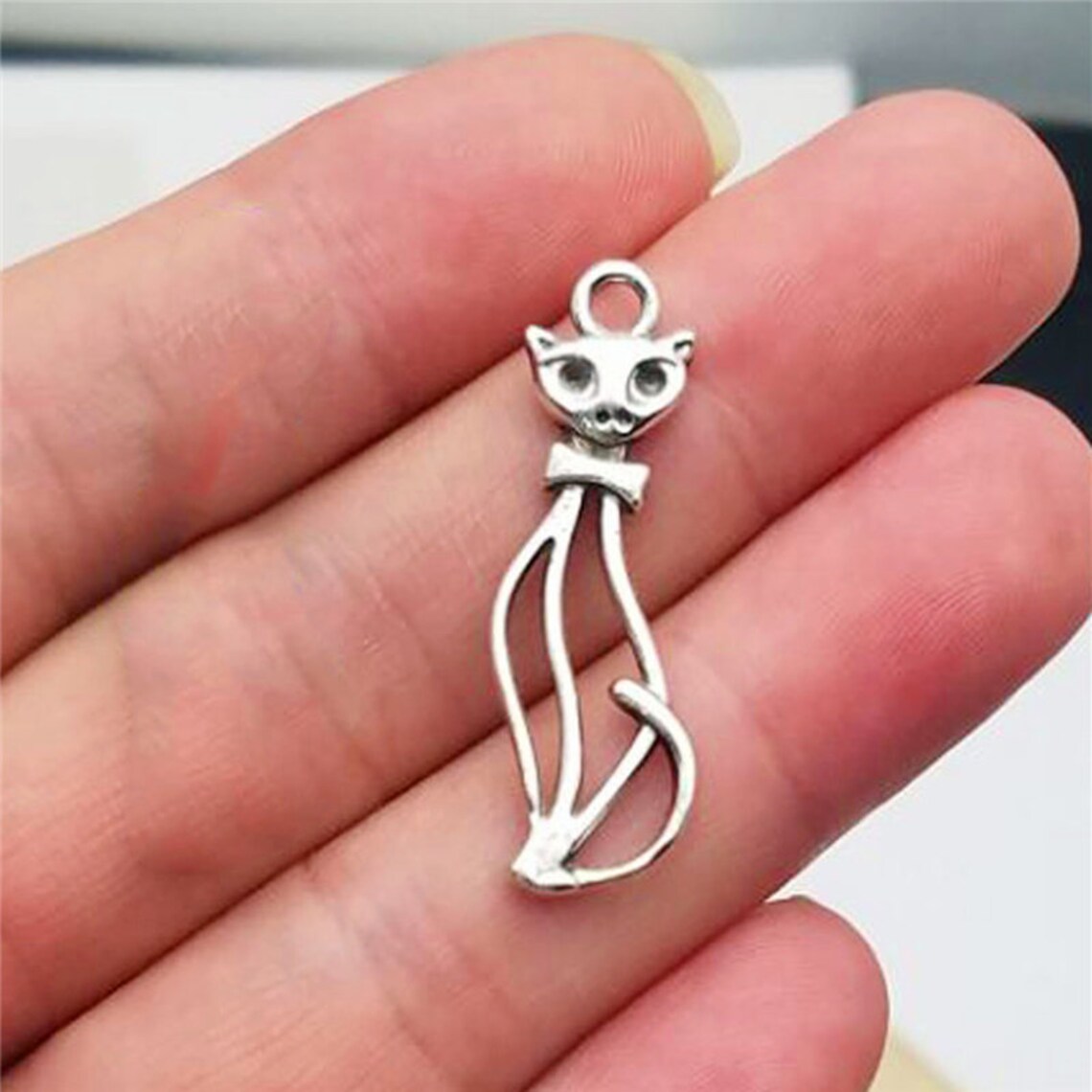 30pcs/lot Cat charms Fashion Antique Alloy Hollow Cat Charm Etsy