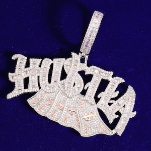 Micro Paved "Hustla Dollar" Pendant Necklace | Hip Hop Zircon Diamond Pendant | Iced Out Hip Hop Charm | Bling Men's Jewelry | Gift for Him