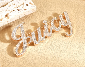 Custom Script letters brooches, Personalised bling name lapel pins, Name badge, Prom party gift for her