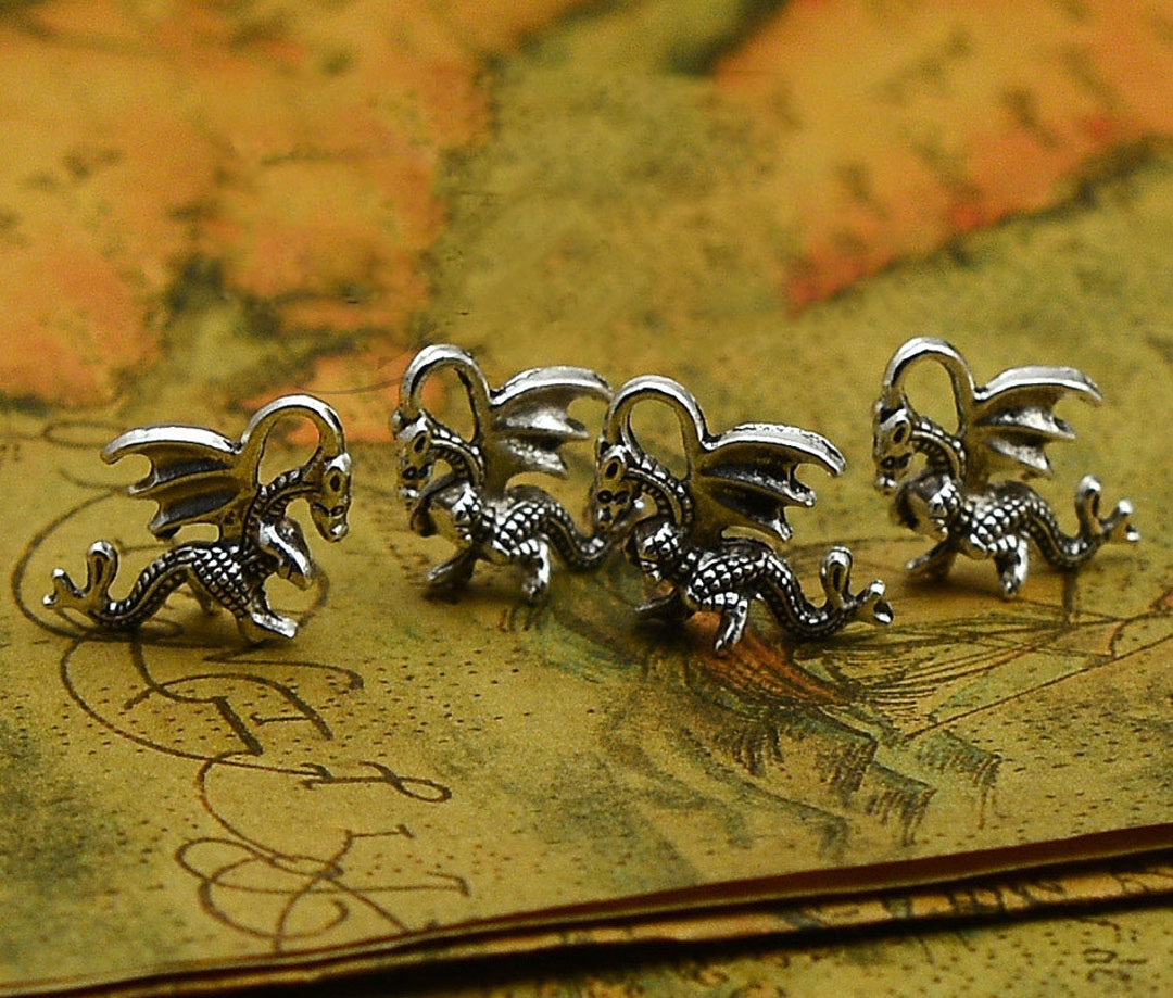 30pcs/lot Dragon Charms Pendant for Jewelry Making Antique Silver