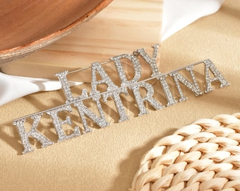 Personalised Bling Words Brooch Pin, Custom Name/Letters Lapel Pins, Prom Party Jewelry, Gift for Players, Gift for Group Members