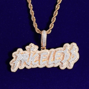 Iced Out "PRICELESS" Word With Dollar Signs Pendant Necklace / Micro Pave Diamond Hip Hop Pendant / Men's Jewelry&Accessories / Gift for Him