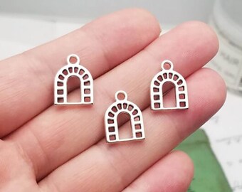 50pcs/lot Door charms Antique silver plated hollow door charms pendants DIY supplies Jewelry accessories 16x12mm