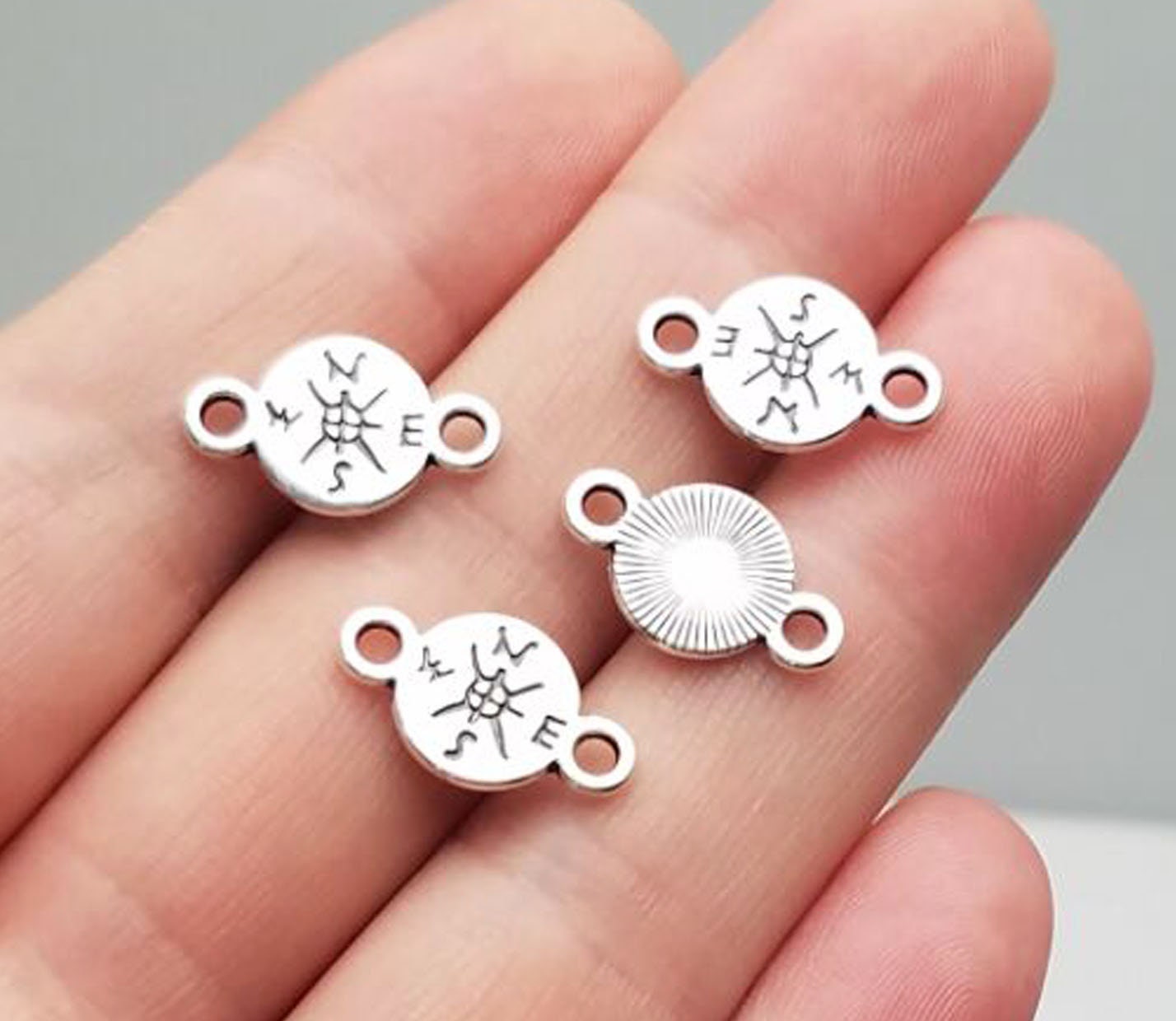 Lot 50pcs Flower Antique Silver Charms Pendant Connector DIY Jewelry Findings 
