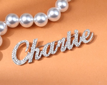 Custom Bling Name Brooch Pin, Bling Monogram Dress Pin, Personalized Name Tags, Women's Accessories, Mother's Day Gift, New Year Party Gifts