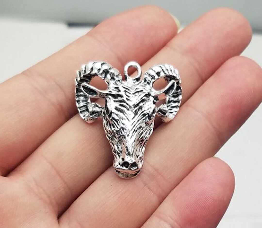 10pcs/lot Large Sheep Head Charm Silver Tone 3D Sheep Head Etsy