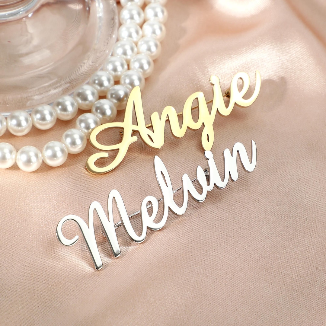 Script Brooch Personalized Script Name Brooch, Custom Name Lapel Pin, Wedding Gift ...