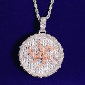 Hop Popular Men&#39;s Icy Hip Hop Music Pendant Necklace / Micro Paved 3D Disc Pendant / Iced Out Baguette Diamond Pendant / Jewelry for Him