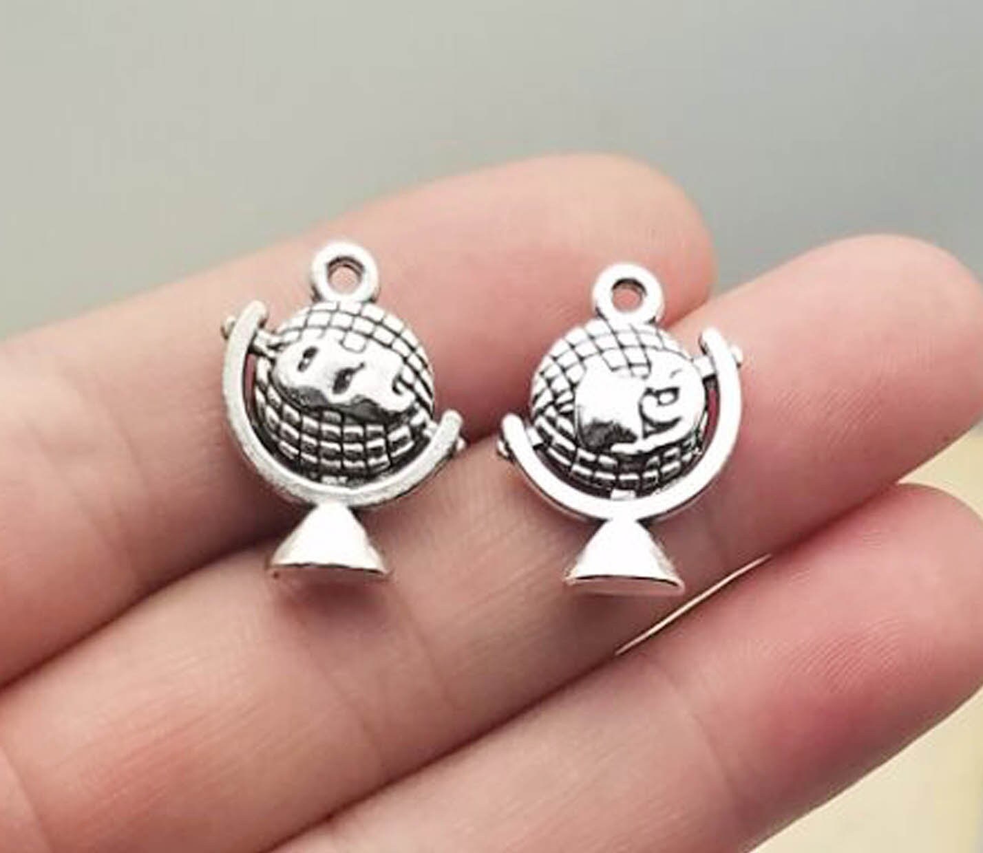 20pcs/lot Globe Charms Antique Silver Plated Earth Globe Etsy UK