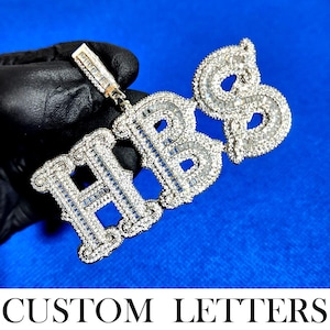 Custom Iced Out Baguettes Letters Pendant with Rope Chain,Bling Nameplate Necklace,Hip Hop Chain,Personalized Jewelry,Birthday Gifts for Her
