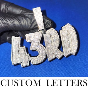 Collar con colgante personalizado de números y letras de diamantes helados, estilo hip-hop para hombre, joyería personalizada para él, regalo de cumpleaños y aniversario.