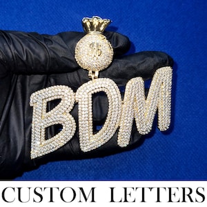 Collana con targhetta con nome in diamanti e sacchetto per soldi in dollari personalizzato ghiacciato, ciondoli con nome scintillante, collana da uomo personalizzata, regalo di gioielli personalizzati per lui