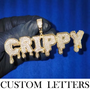 Custom Dripping Letters Name Pendant Necklace, Iced Out Name Plate Necklace, Bling Hip-hop Jewelry Unisex, Personalised Jewelry Gifts