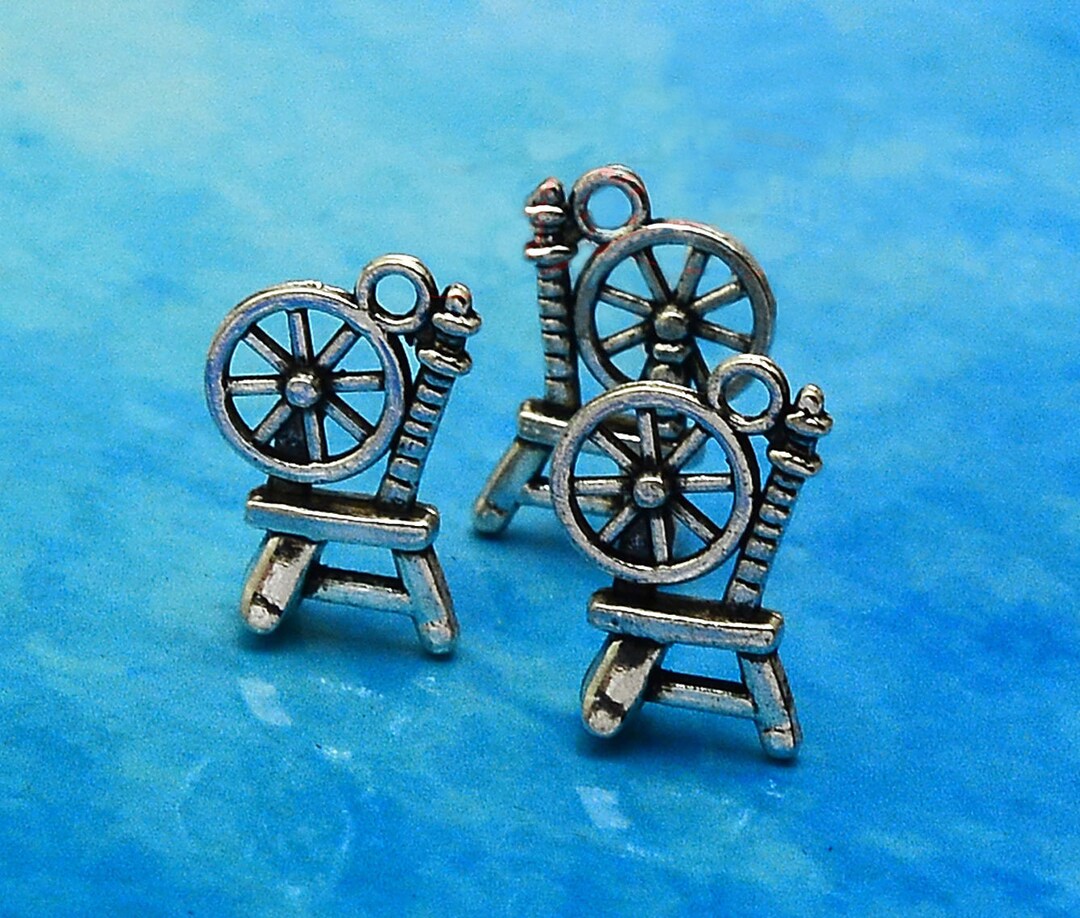 30pcs/lot Wheel Charms Antique Silver Plated Spinning Wheel Charms