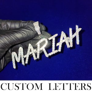 Custom Cubic Zircon Diamond Brush Letters Pendant Necklace,Iced Out Nameplate Necklace,Personalised Hip-hop Chain,Men&#39;s Jewelry Gifts