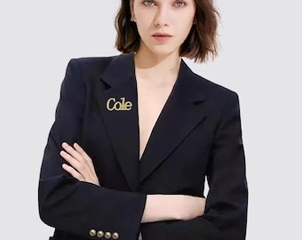 Customized name brooch, personalized name badge, name lapel pin, wedding gift, anniversary gift, custom gift for her&him